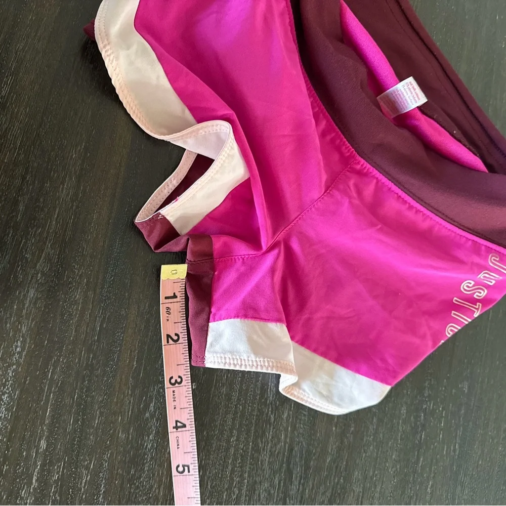 Justice Girls 7 Grey & White & Pink Pair of Athletic Shorts